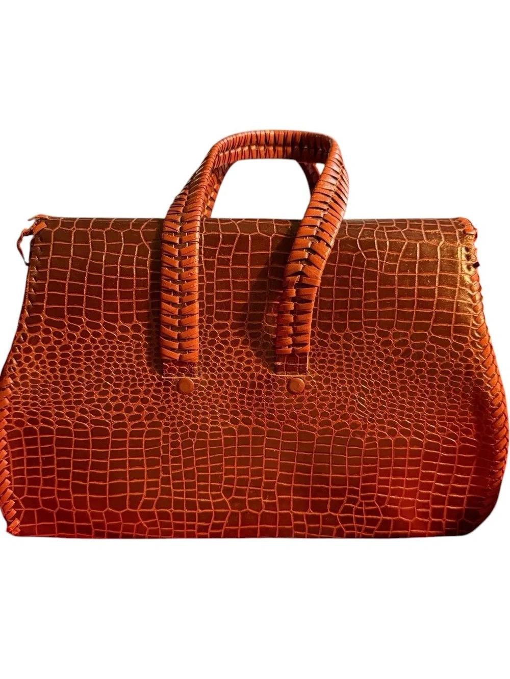 Source Unknown Croc-Embossed Top-Handle Satchel in Brown